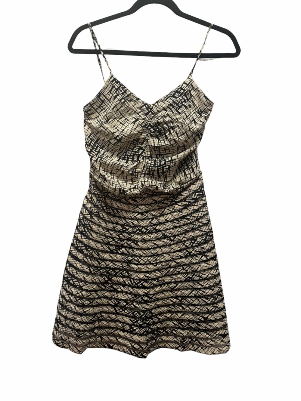 Parker Silk Skater Dress Black White Size XS A-Line Fit & Flare Mesh Lined